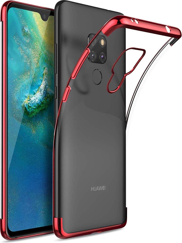 TPU Hülle für Huawei Mate 20 Case Silikon Cover Transparent mit Farbrand Handyhülle