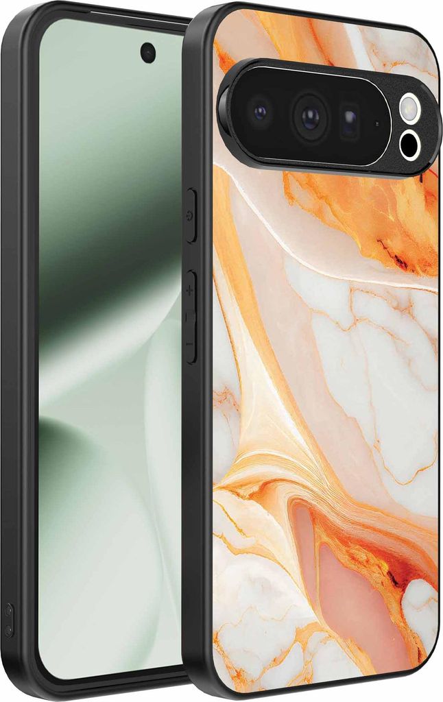 Geeignet für Google Pixel 10 Pro XL Telefon Fall mit Marmor Druck - TPU zurück Abdeckung Fall Marmor Design - Orange - Smartphonica
