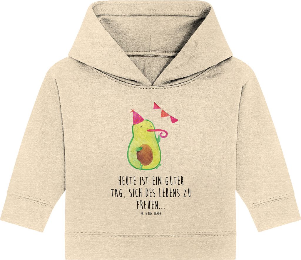 Mr. & Mrs. Panda Organic Baby Hoodie Avocado Party 24. - 36. Monat - Natural Raw - Geschenk, Kapuzenshirt, Happy Birthday, Avocados, Kapuzensweatsh...