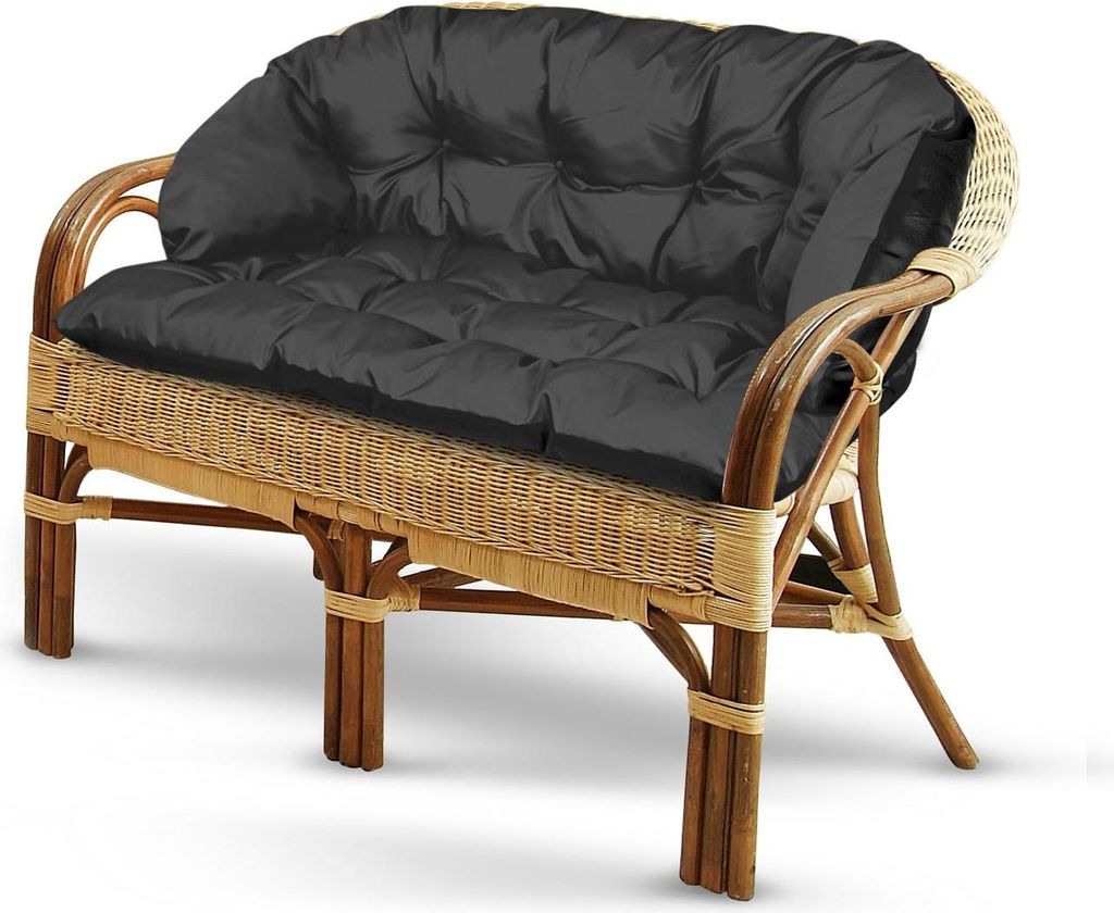 Gartenkissen 190x40 cm für Sofa, Bank, wasserdicht, schwarz