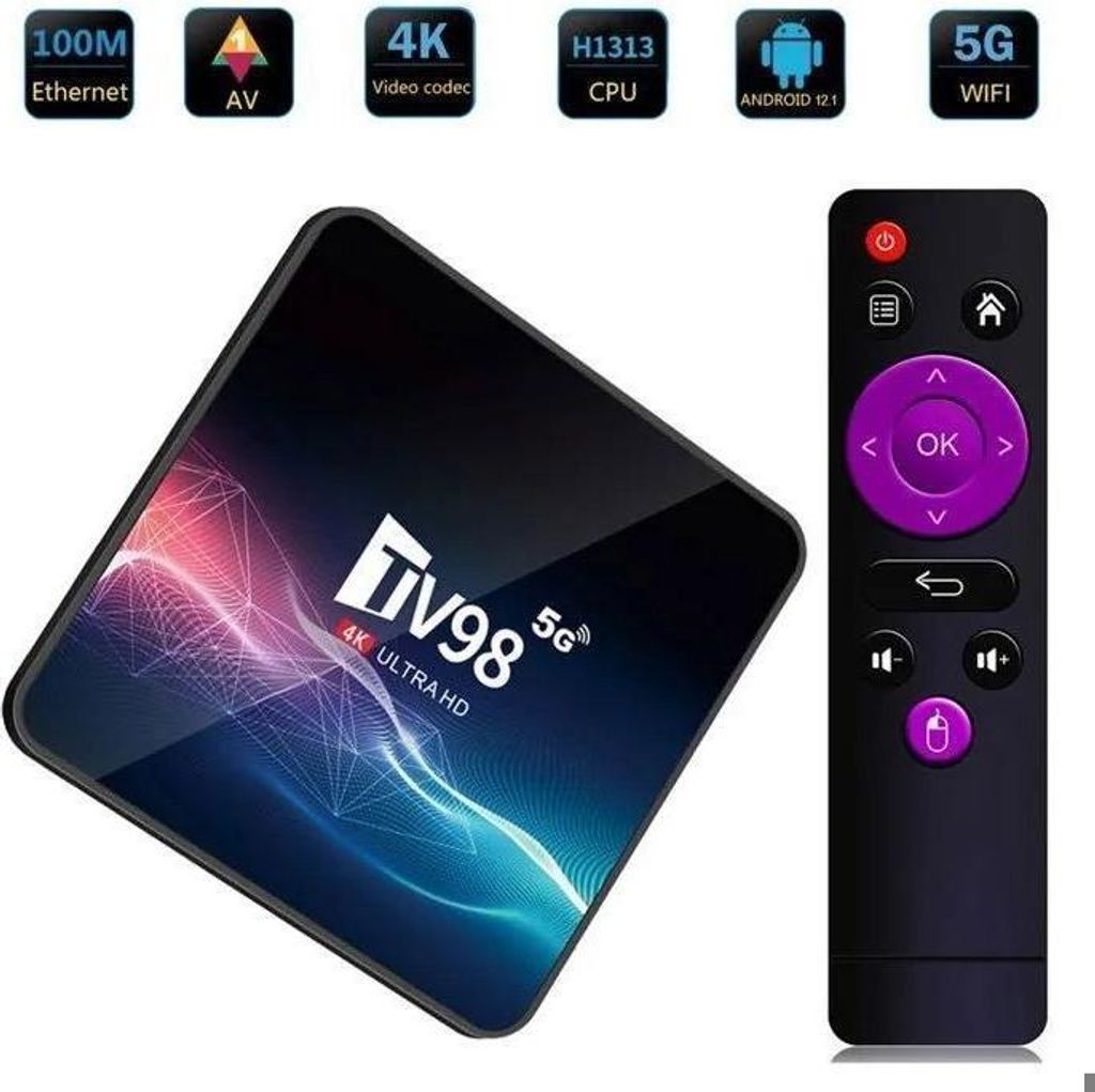 TV98 Android TV Box, Android 12.1 H313 4K 60FPS HDR10 Quad-Core 2G+16G 2,4G & 5G - Google Store
