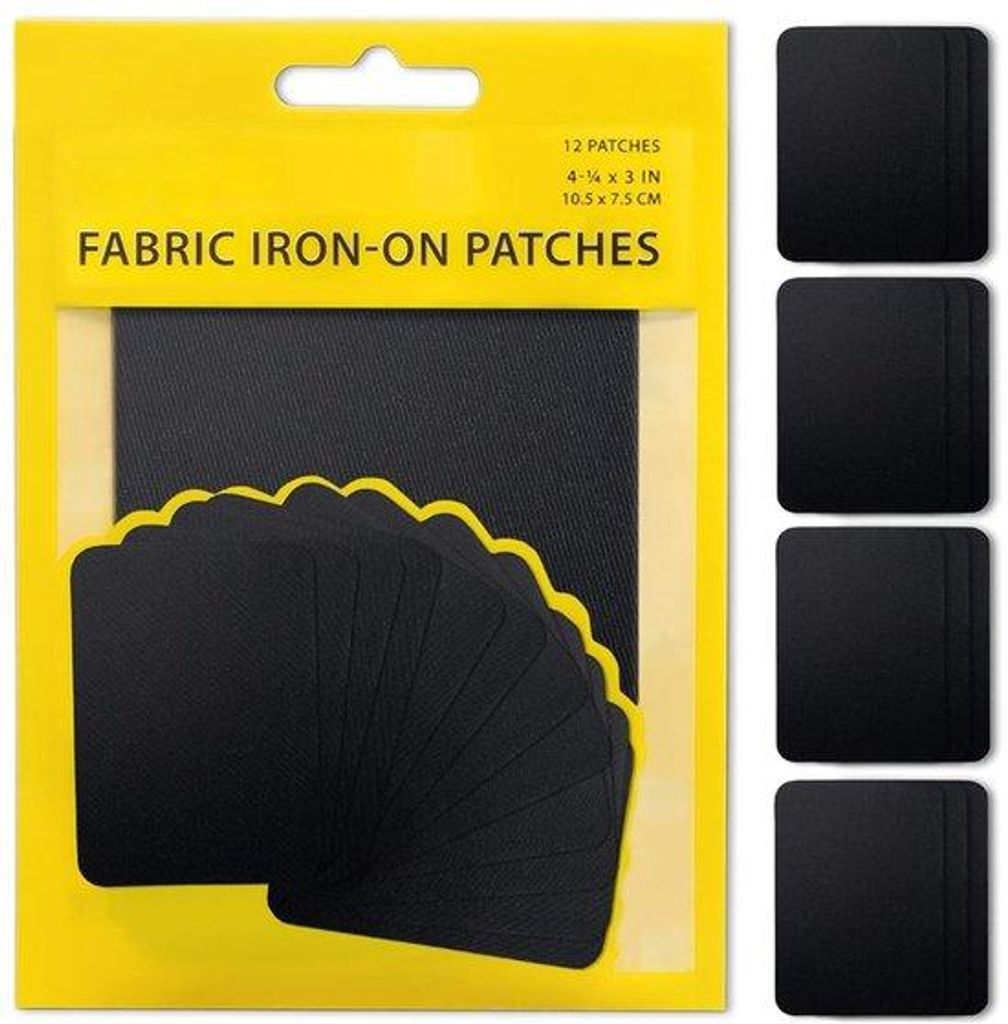 Wasserfeste Kleidung-Reparatur-Patches - Selbstklebend - Schwarz - 12 Stück