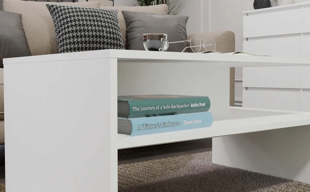 Table basse GUIREN blanc mat - Table de salon design épuré 100x60 cm - 9