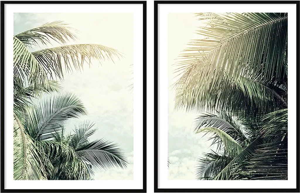 Décoration Murale Diptyque Feuilles de Palmier Encadrées 53x73cm P2065