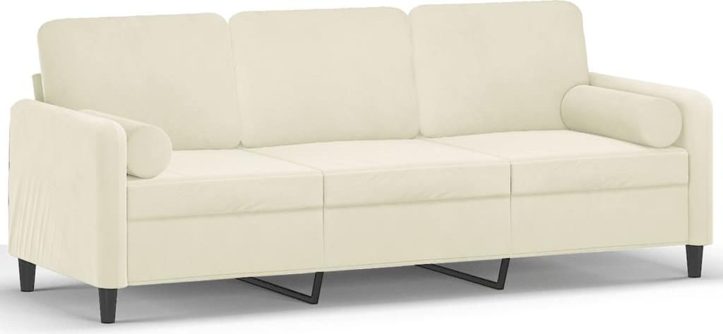 vidaXL 3-Sitzer-Sofa mit Zierkissen Creme 180 cm Samt