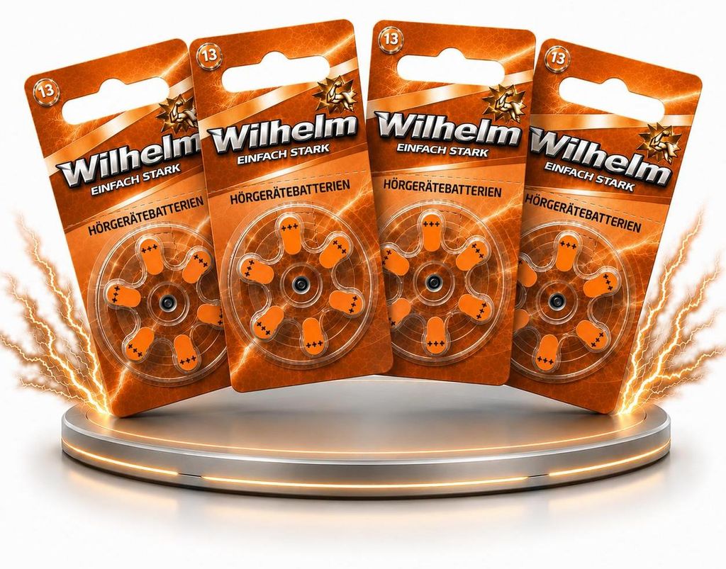 24  x WILHELM Hörgerätebatterien Typ 13 orange Produktbild  KI-generiertes Bild