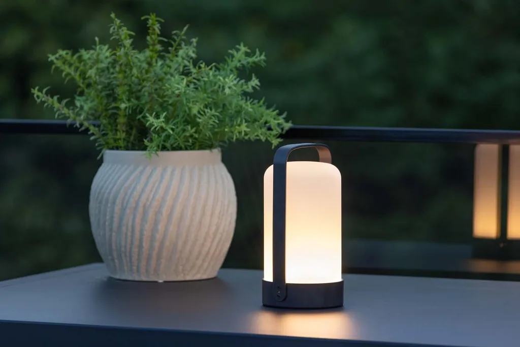 Fern Lampe Extérieure LED Noire Rechargeable avec Intensité Variable IP54