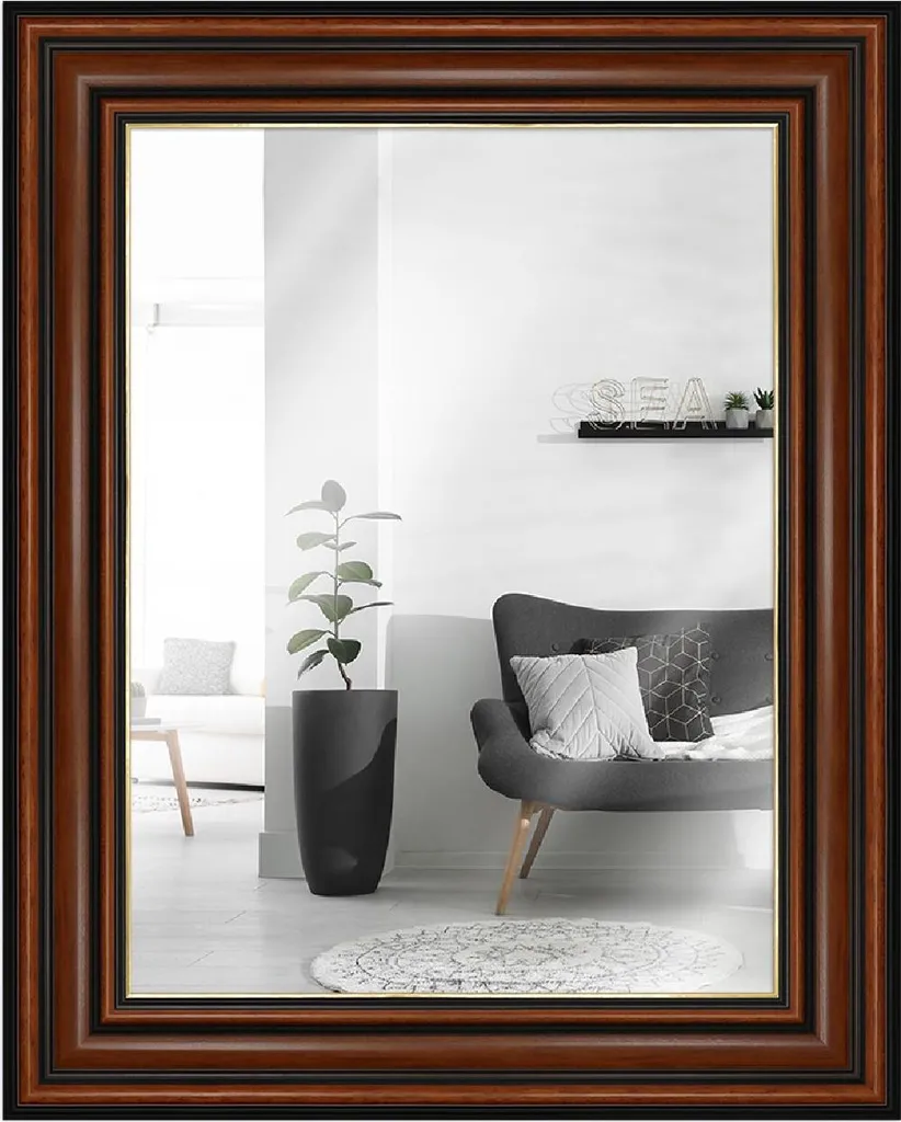 MendeFrames H017 Specchio Vintage Noce e Oro 50x60 cm - Stile Anticato