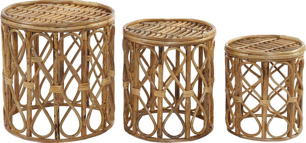 Set mit 3 Tischen DKD Home Decor 39 x 39 x 41 cm natürlich korb
