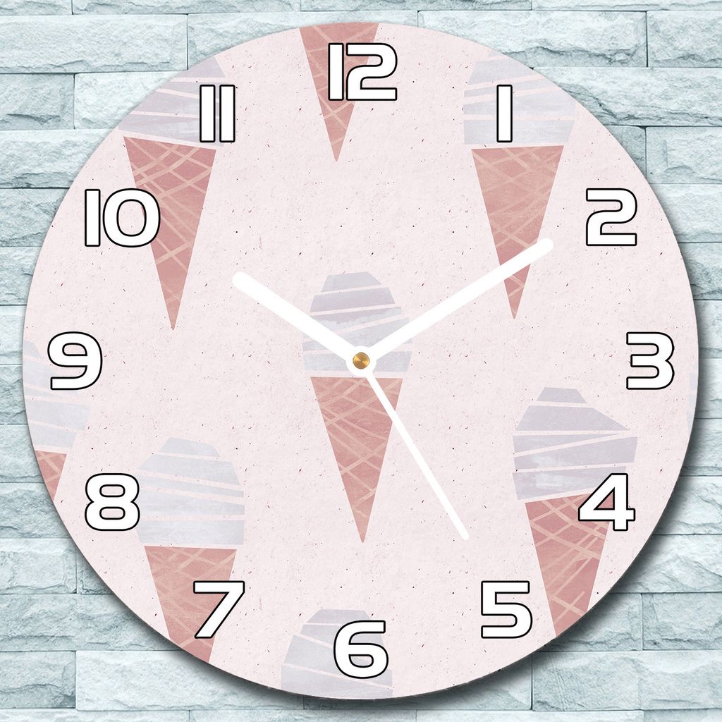 Wanduhr aus Glas Rund fi 30 Eiscreme Süßes Quarz Deko Schlafzimmer Büro