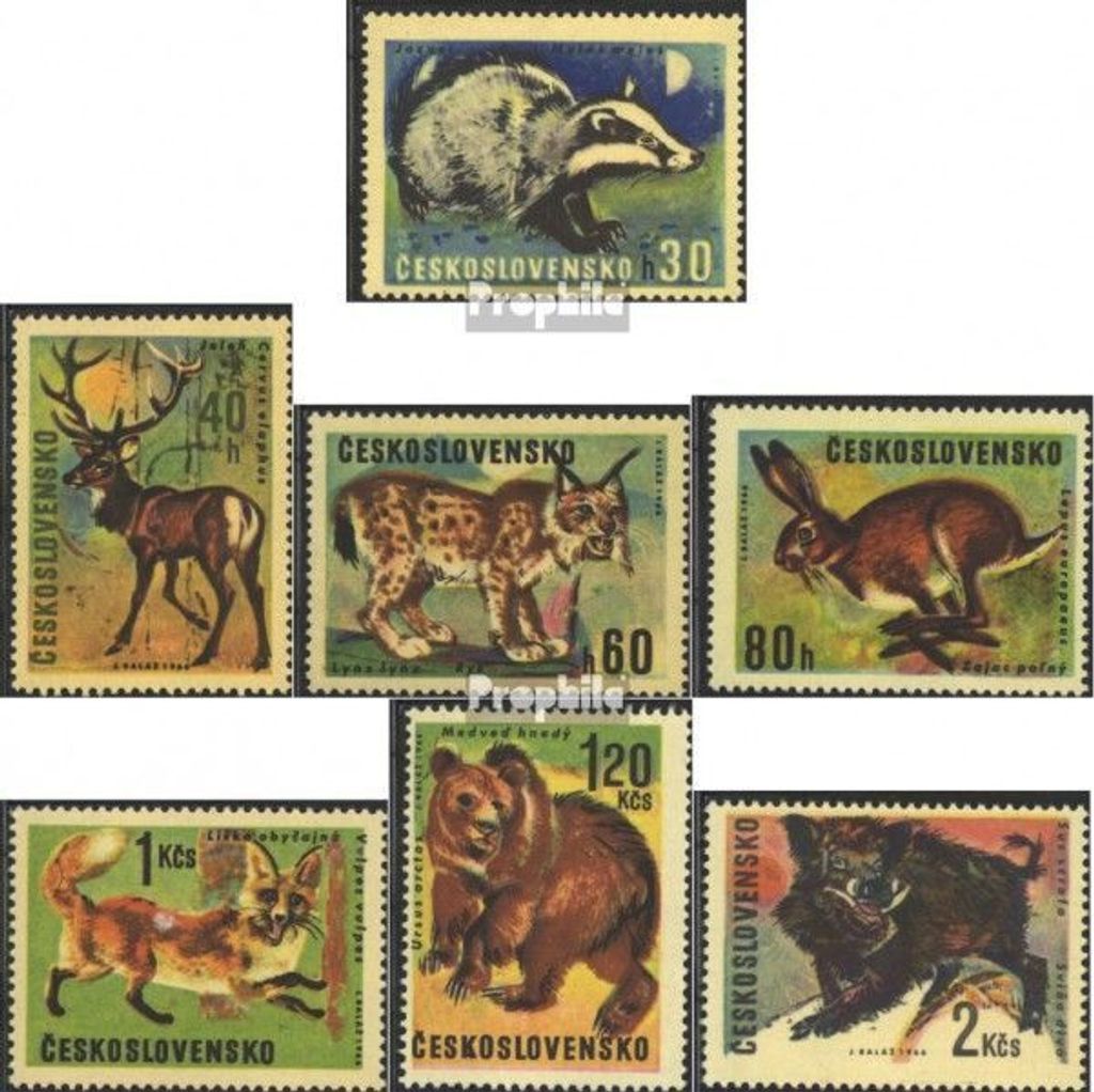 Briefmarken Tschechoslowakei 1966 Mi 1661-1667 (kompl.Ausg.) postfrisch Jagdwild