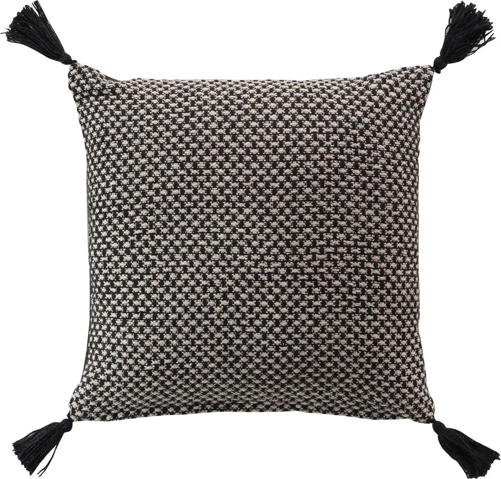 Coussin décoratif JANNA en coton avec franges pour salon 40 x 40 cm