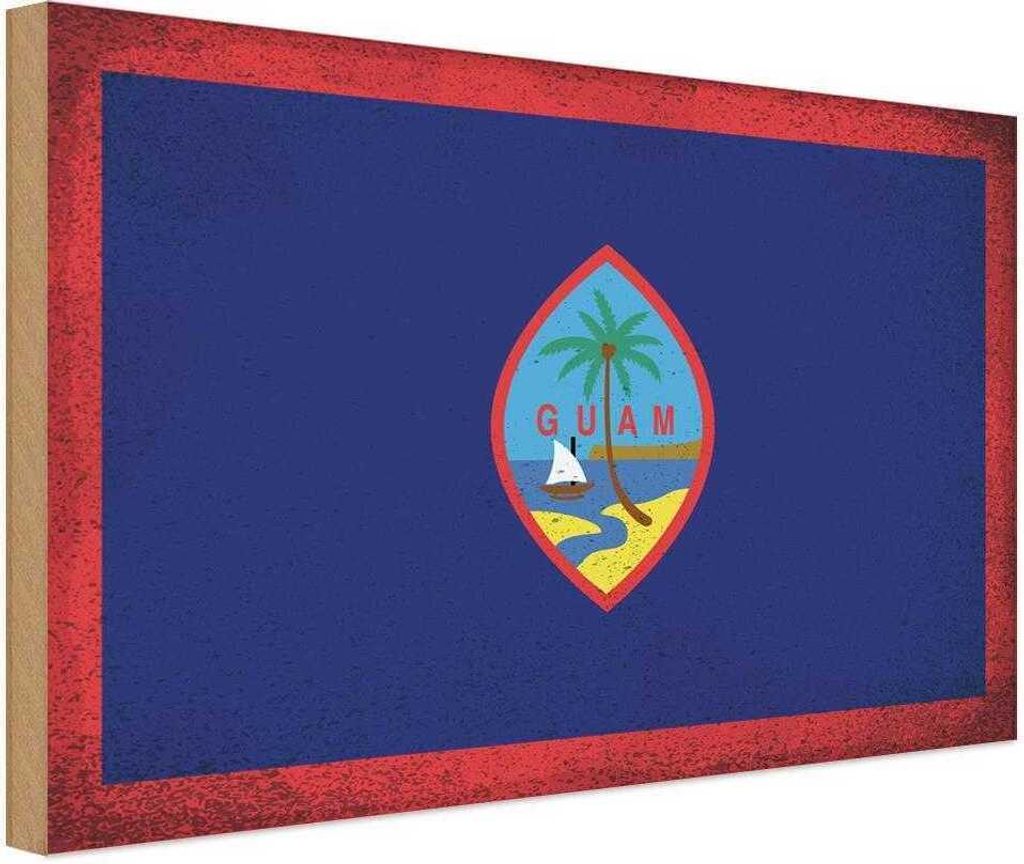vianmo Holzschild 12x18 cm Guam Vintage Flagge Fahne Wappen
