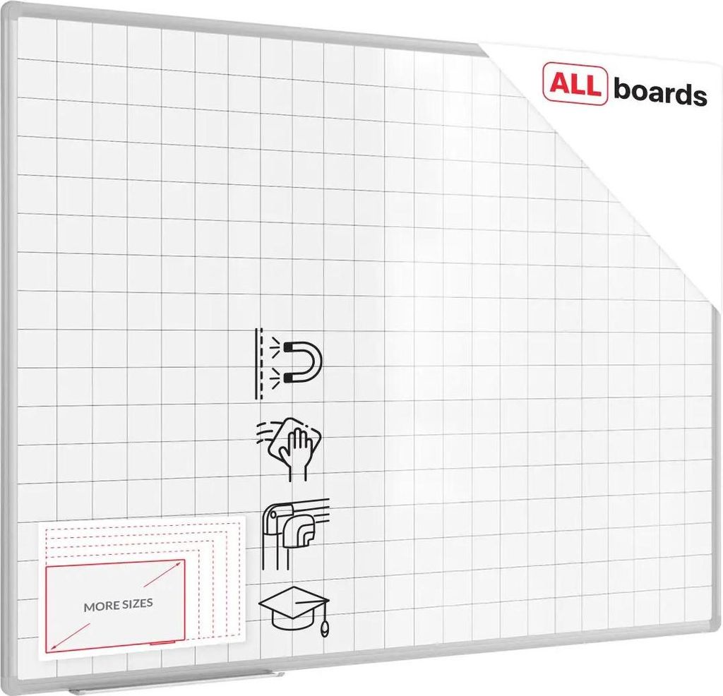 Lavagna magnetica bianca cancellabile 120x90 cm con stampa Immagine del prodotto 