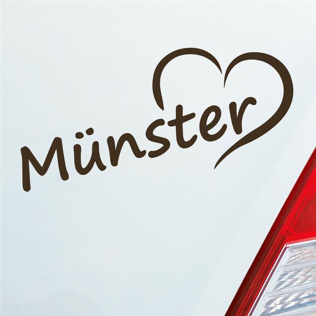 Auto Aufkleber Münster Herz Heart Stadt City Liebe Love 18,5x8 cm Braun Sticker Heckscheibenaufkleber