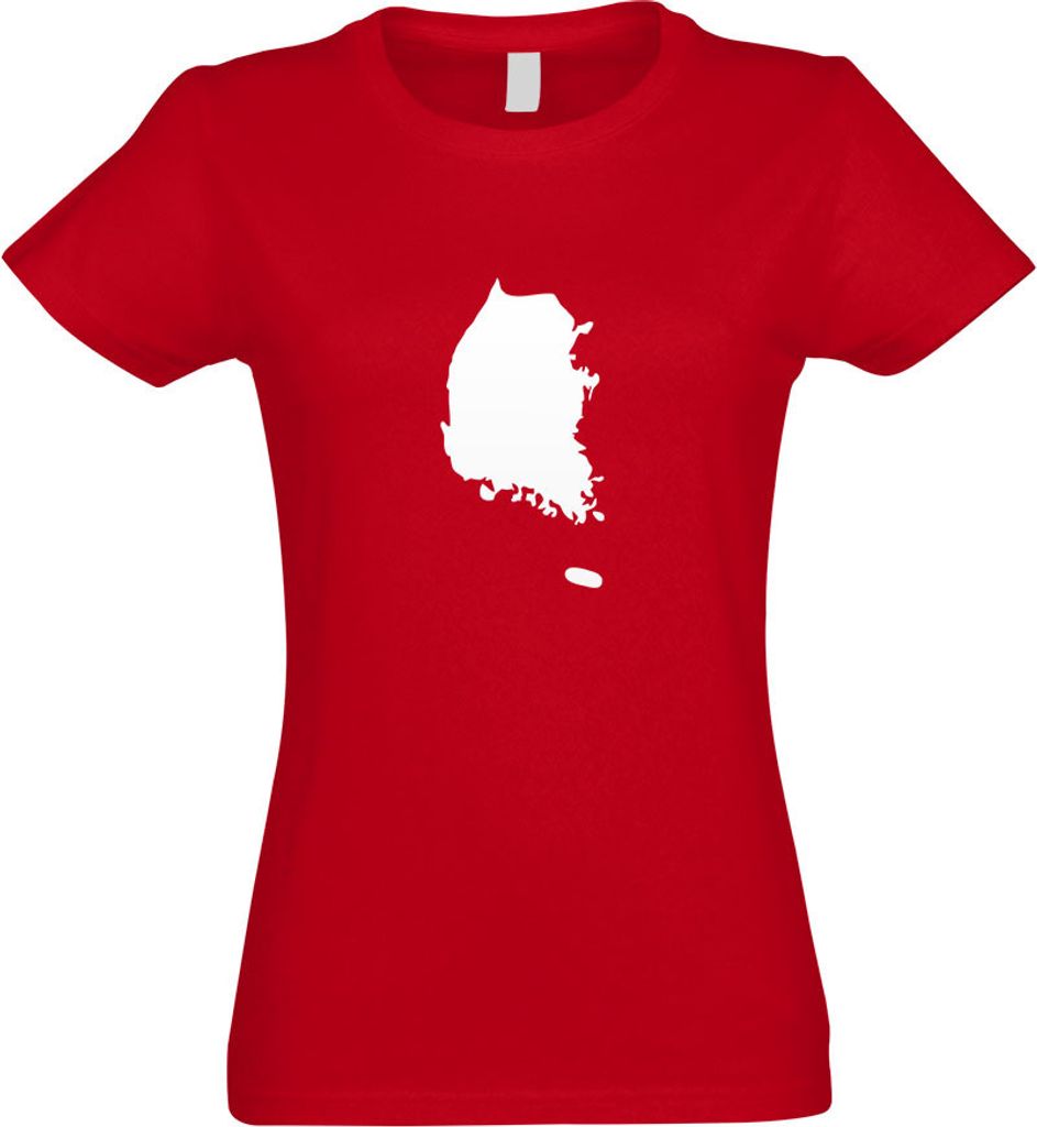 Kiwistar - T-Shirt tailliert - Damen - rot - Korea, Süd Umriss Kontur - mit Motiv Bedruckt - Funshirt Design - Sport - Freizeit - Damen - XXL