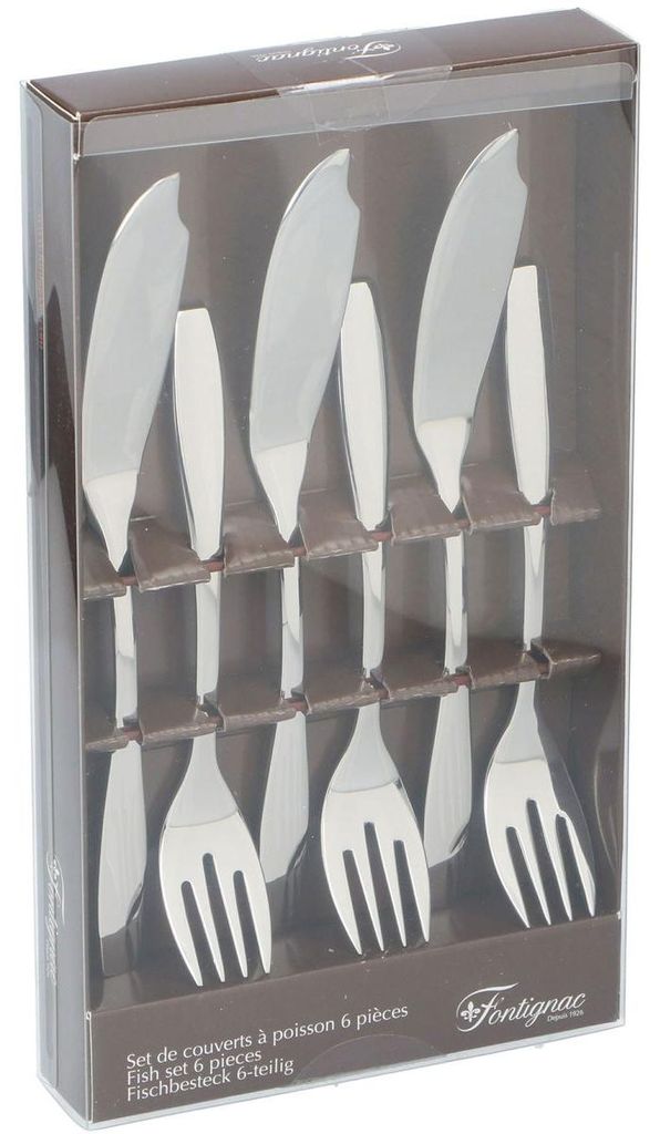 Tafelbesteck 6tlg. Edelstahl Fischbesteck Messer und Gabel Produktbild 