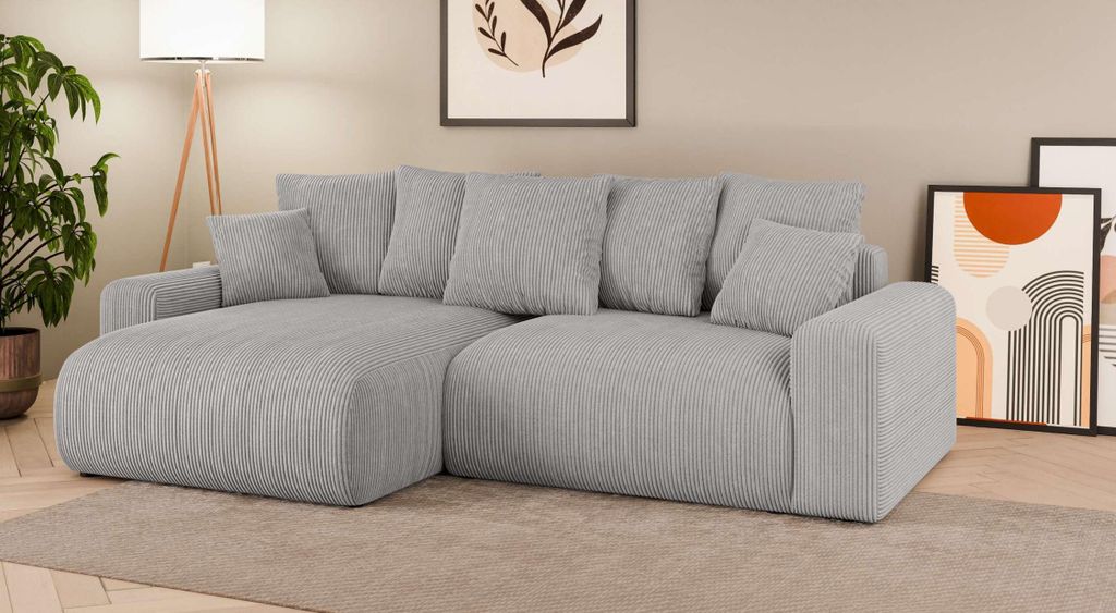 99rooms Emilia Ecksofa Cordstoff LINCOLN Silber Links