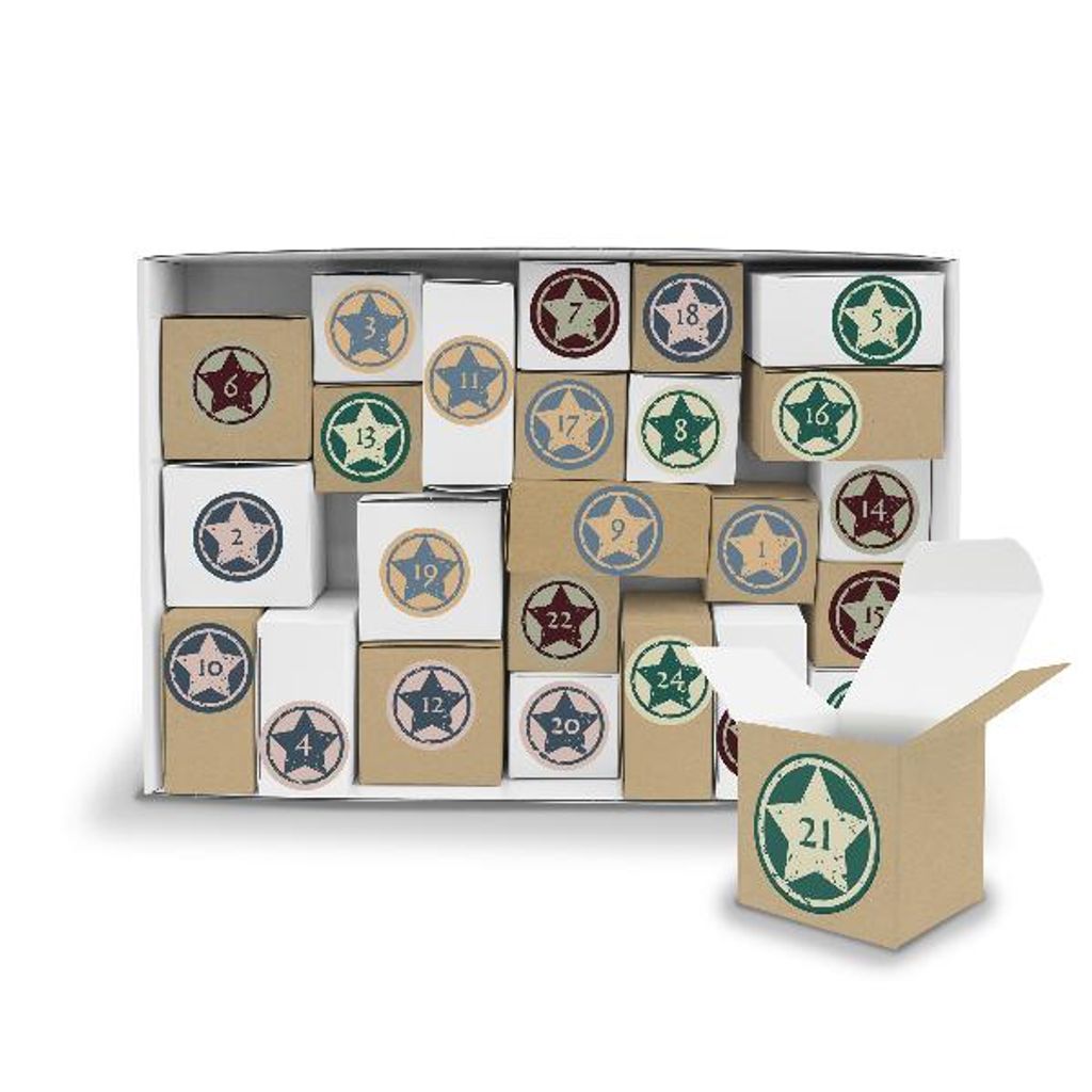 Adventskalender Komplettset zum Füllen und Aufstellen + Sticker V12 Z20