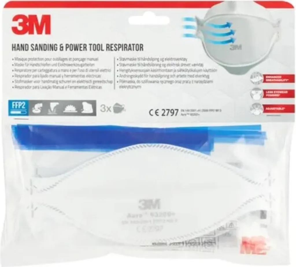 Demi-masque jetable FFP2 3M Aura 9320D+ protection particules - Lot de 3
