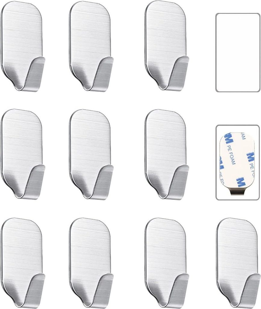 Kleine Haken selbstklebend Edelstahl,Handtuchhaken ohne Bohren für Bad und Küche,starke Klebehaken für Wand