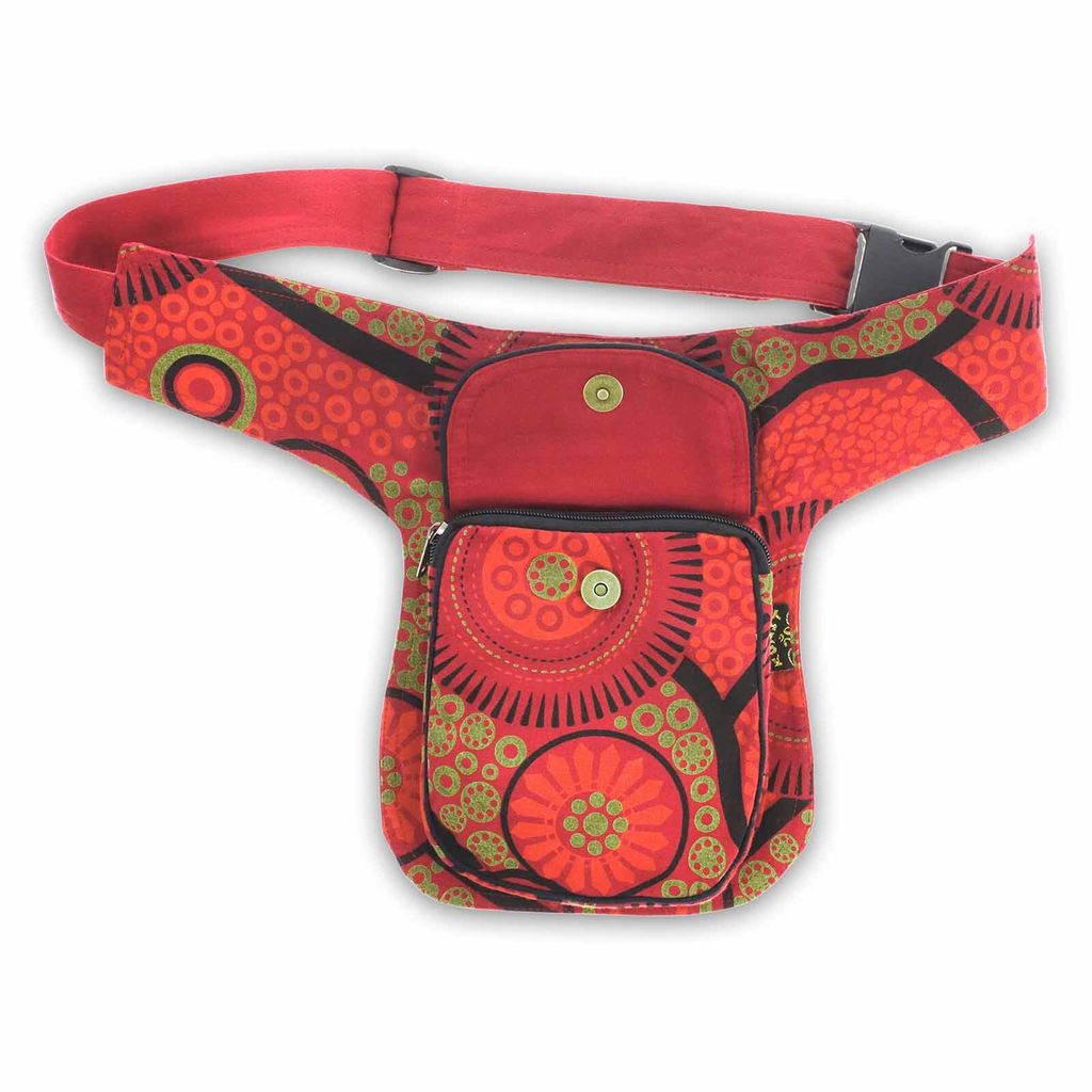 KUNST UND MAGIE Bauchtasche Mandala-Print Gürteltasche Festivaltasche, Farbe:Braun