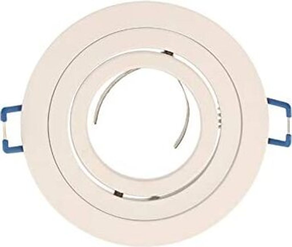 Einbaustrahler GU10 Ø85mm Bohrloch Schwenkbar 35° Alu inkl. GU5.3 Fassung für LED Leuchtmittel 50mm Weiß Brushed Rund