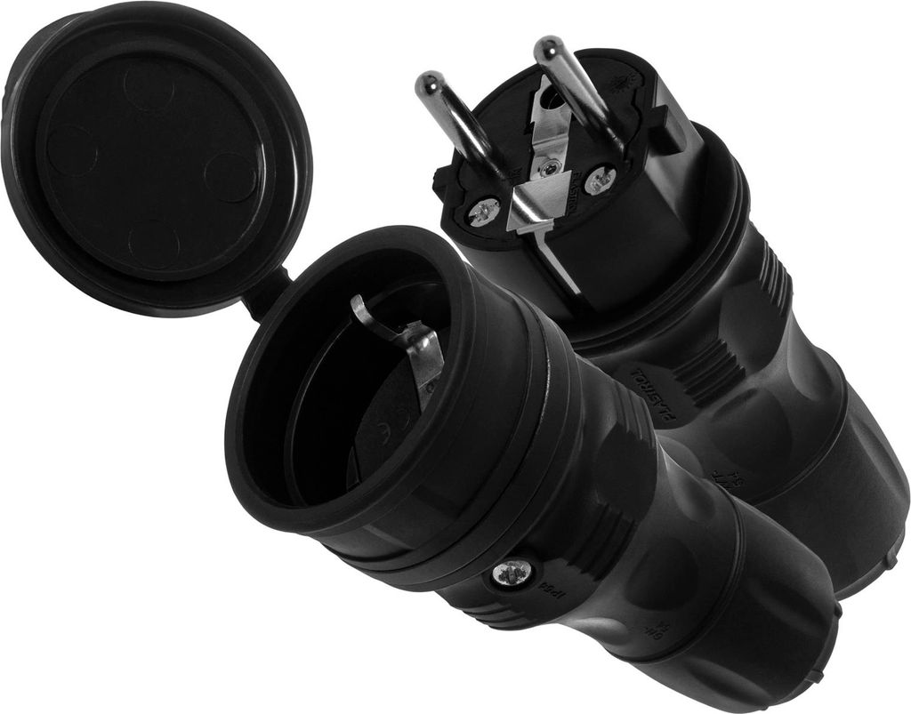 Anschlussset mit Stecker WT-54 und Kupplung GN-44 250V Schuko schwarz