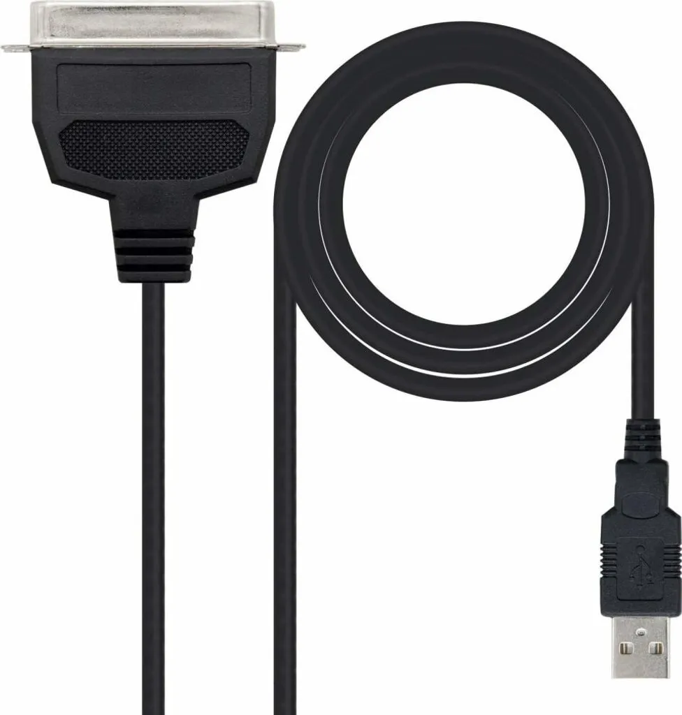 Câble adaptateur USB parallèle Centronics pour imprimante noire 1.5m