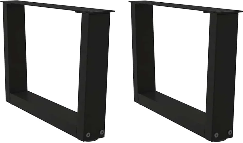 Set 2 Tavolini Design Moderno Gambe a V 60cm Acciaio Nero