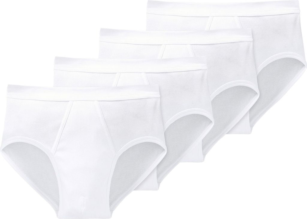SCHIESSER Herren Slips 4er Pack - Doppelripp, Sportslip, Baumwolle Essentials Weiß M
