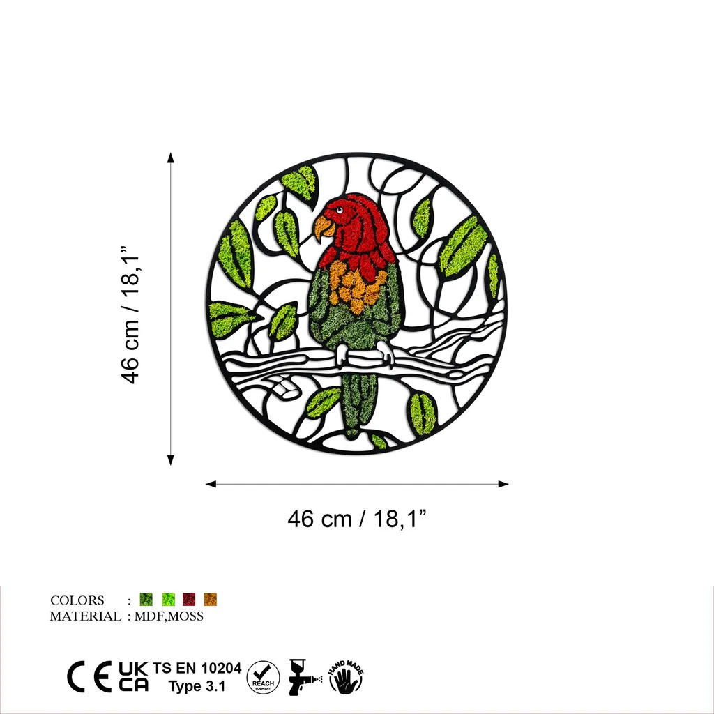 Déco Murale Perroquet Vert Clair 100% MDF Wallity Format 46x46 cm - 6