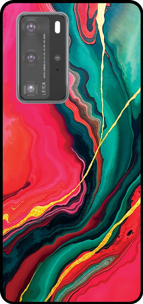 Smartphonica Telefon Fall geeignet für Huawei P40 Pro mit roten grünen Marmor Print - TPU Backcover Fall rot grünen Marmor Design