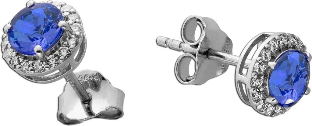 Brillant Ohrringe Platin 950 nat Tansanite 1.06ct Labor Diamanten 0.2ct