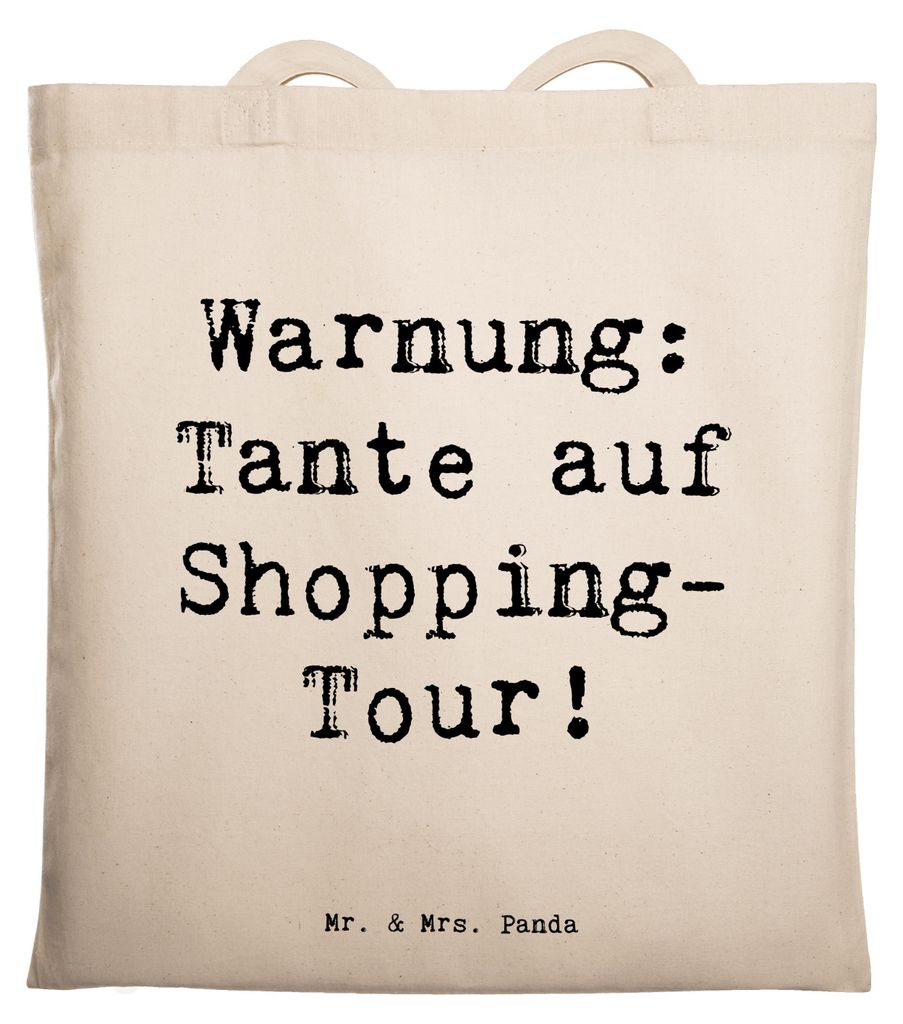 Mr. & Mrs. Panda Jutebeutel Spruch Tante Shopping - Transparent - Geschenk, Handarbeit, Verwandtschaft, Weihnachten, Tote Bag, dokumententasche, Ge...