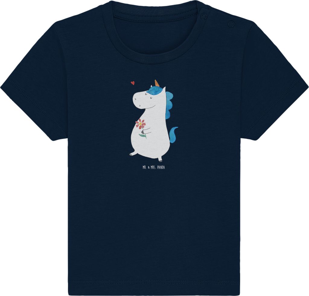 Mr. & Mrs. Panda Babyshirt Einhorn Spaziergang 0. - 6. Monat - French Navy - Geschenk, Kinder Oberteil, Kleinkind Shirt, Baby, Unicorn, Schwester, ...