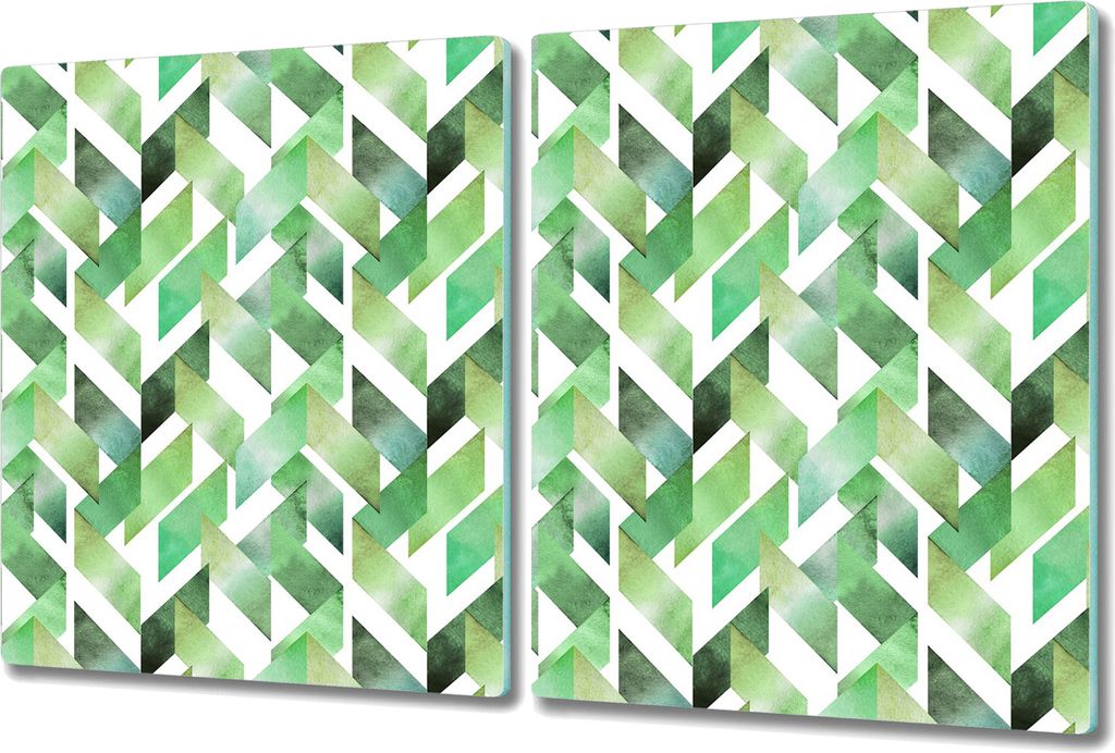 Herd-Abdeckplatte Glas Schneidebrett Ceranfeld-Abdeckung - 2x 40x52 cm - Fischgrätenmuster