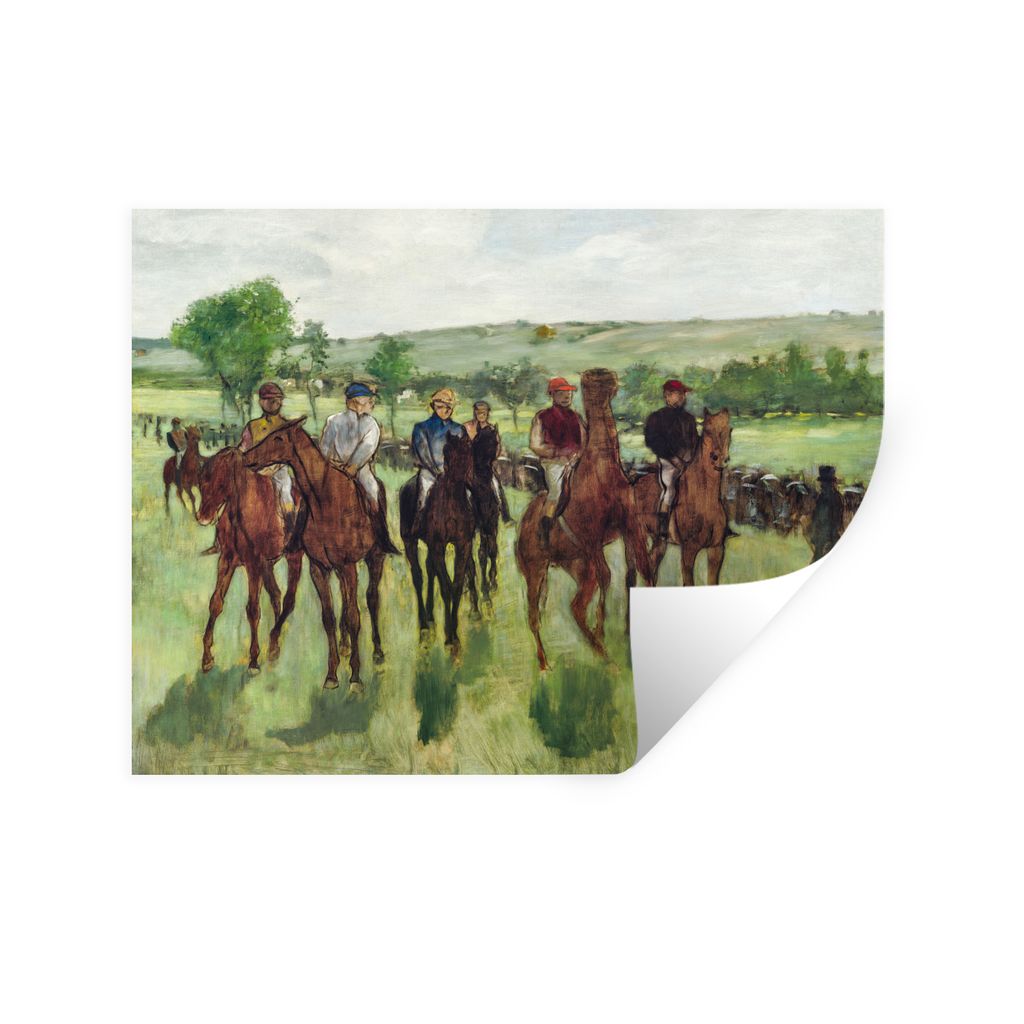 MuchoWow Wandtattoo Wandsticker Wandaufkleber Die Reiter, Rennpferde - Gemälde von Edgar Degas 120x90 cm Selbstklebend und Repositionierbar - Au...