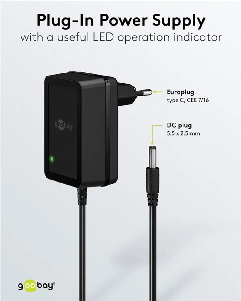 Alimentatore Universale Goobay 12V 1.5A per Strisce LED e Router - 5