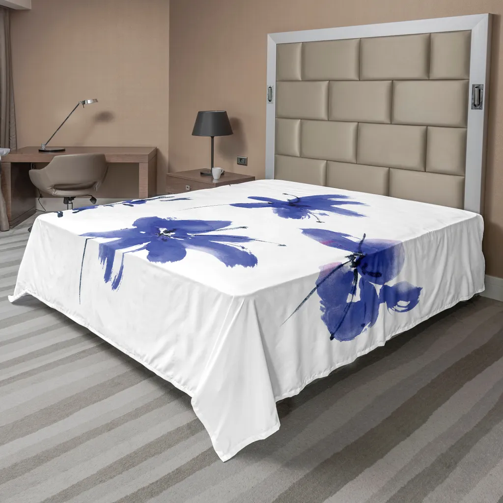 ABAKUHAUS Lenzuolo Con Angoli Giapponese - Motivo Sakura Bloom | 90x200 Cm | Microfibra Morbida, Tasca Elastica Tutto Intorno