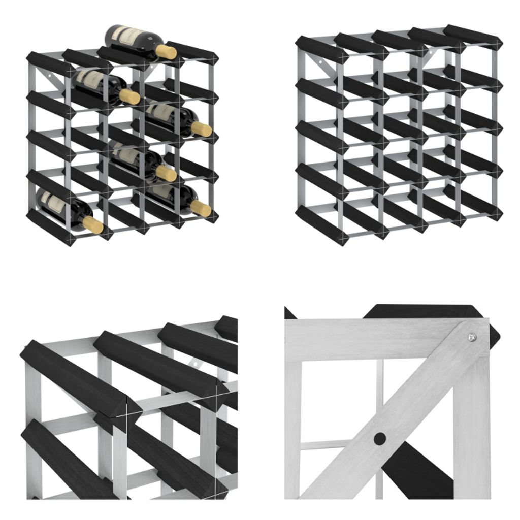 vidaXL Weinregal für 20 Flaschen Schwarz Massivholz Kiefer - Weinregal - Weinregale - Weinständer - Flaschenhalter