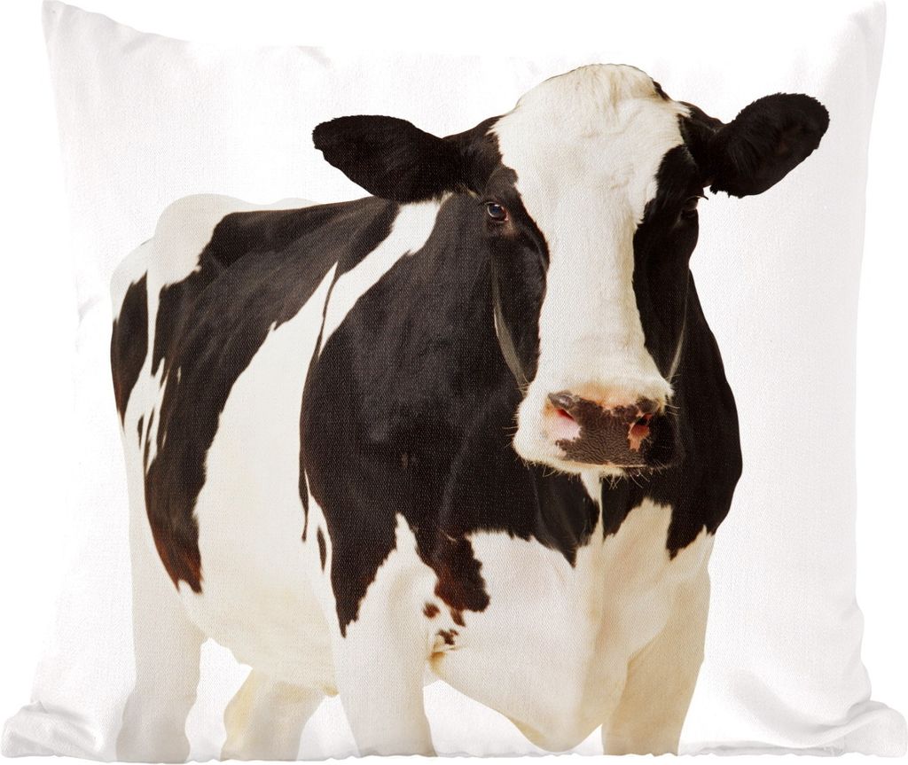 MuchoWow Zierkissen Sofakissen Wohnzimmer Dekokissen 40x40 cm Kuh - Weiß - Schwarz - Tiere - Foto Kissen - Schlafzimmer Dekoration