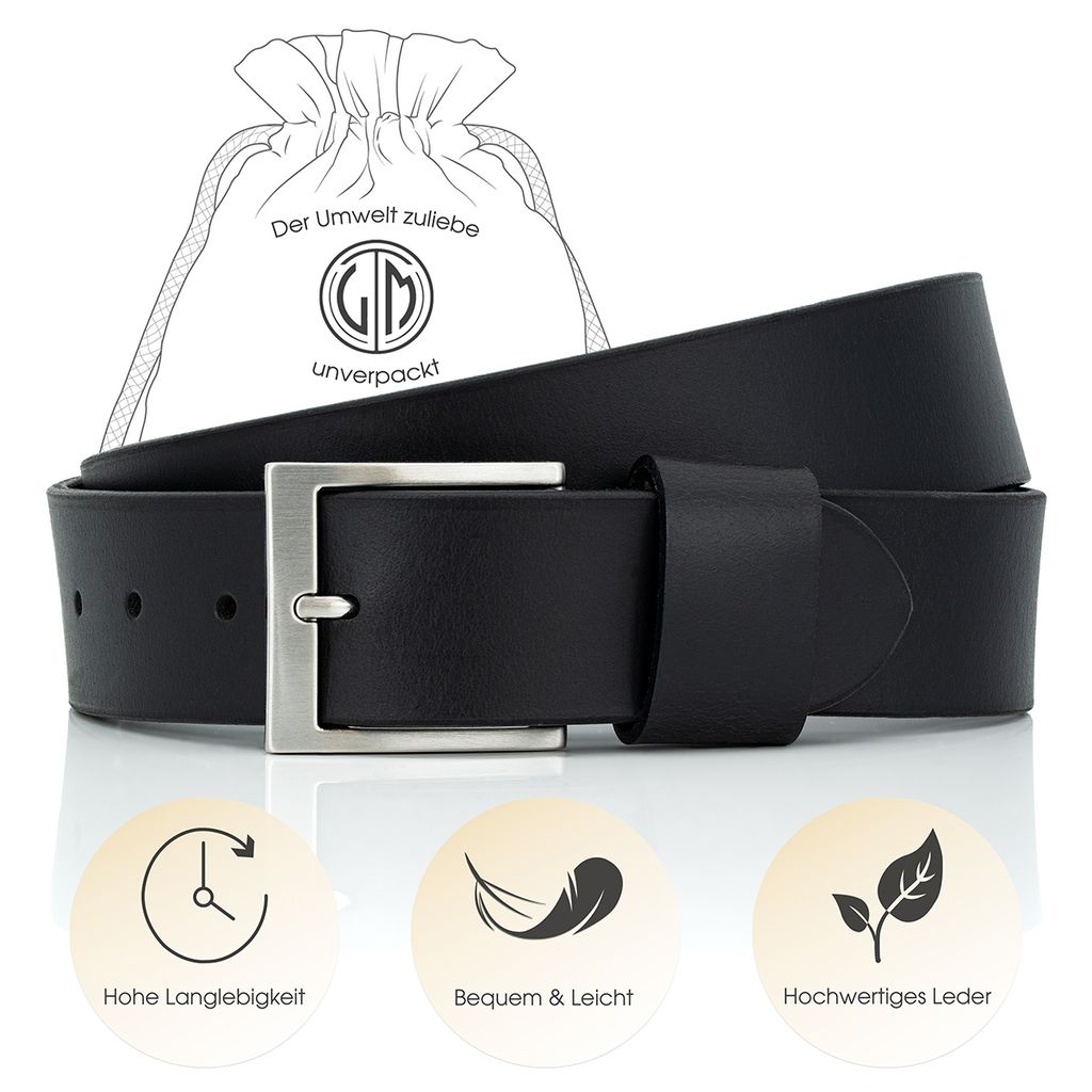 LINDENMANN Ledergürtel Herren, schwarz 40 mm Büffelleder, XL/XXL, Farbe / Color:schwarz, Size:Bundweite 165 cm Gesamtlänge 180 cm W 65 7XL