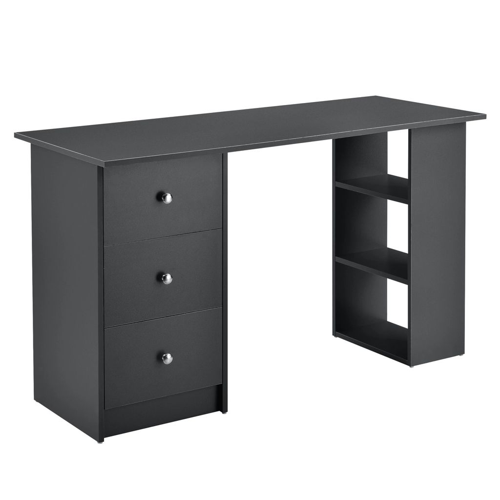 In And OutdoorMatch Schreibtisch Ollie - Mit 3 Schubladen - 120x49x72 cm - Dunkelgrau - Spanplatte - Stilvolles Design