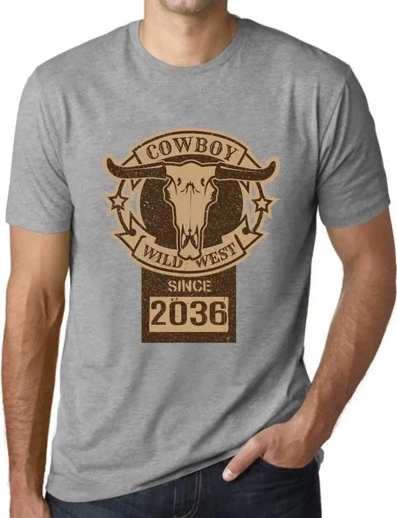 Herren Grafik T-Shirt Wildwest-Cowboy seit 2036 – Wild West Cowboy Since 2036 – Öko-Verantwortlich Vintage Jahrgang Kurzarm Lustige Druck Gebu...