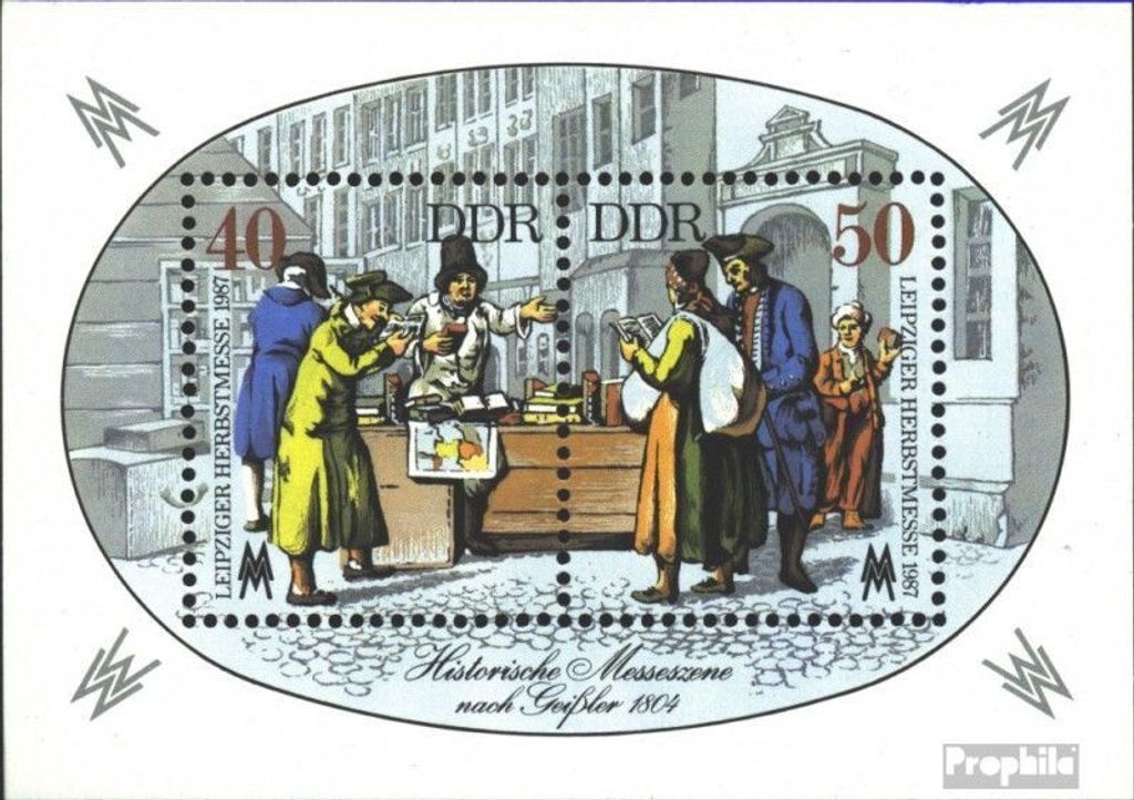 Briefmarken DDR 1987 Mi Block88 (kompl.Ausgabe) postfrisch Leipziger Herbstmesse