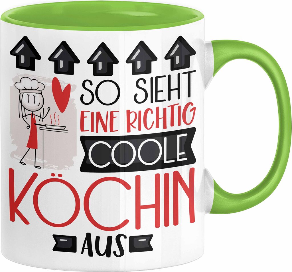 Köchin Geschenk Tasse Lustig Geschenkidee für Köchin Geburtstag So Sieht Eine Richtig Coole Köchin Aus Frauen Spruch (Grün)