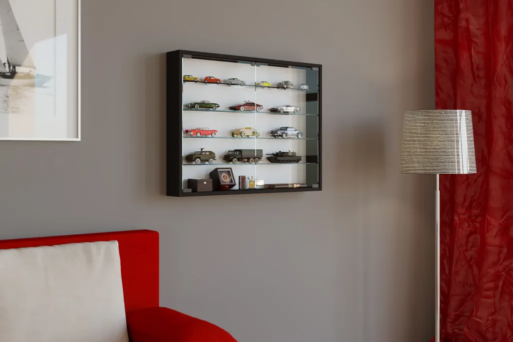 Vitrine Murale Anti-Poussière Mandosa L Noire pour Protéger vos Objets