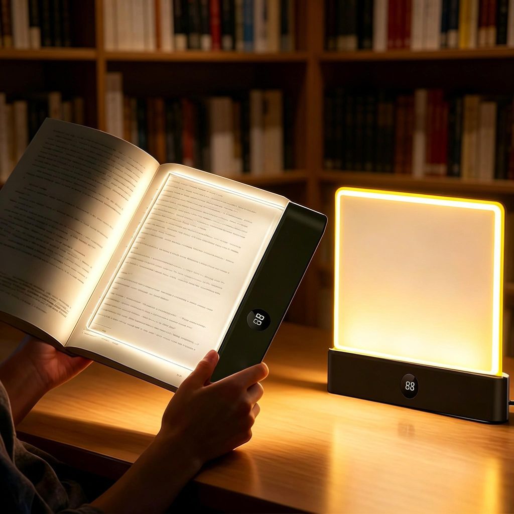 LED Leselampe Buch Flach Großes Panel Licht Akku 1200mAh Transparent Ganzseiten Buchlicht Dimmbar 3 Farben Timer Leselicht Bett