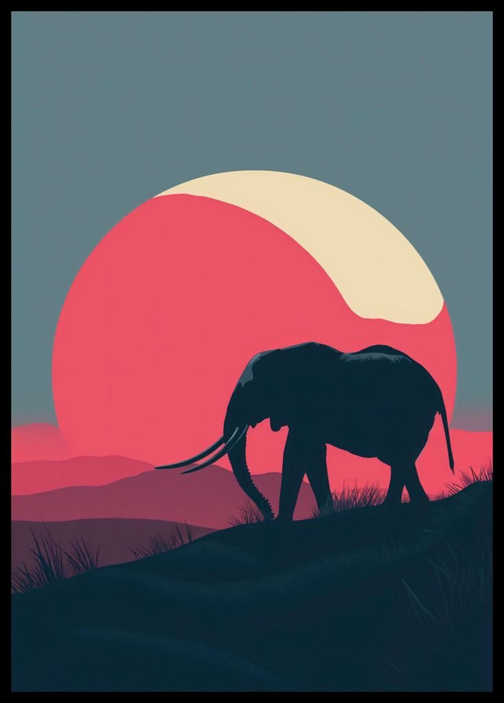 Plakat 42x59,4cm Elefant bei Rot